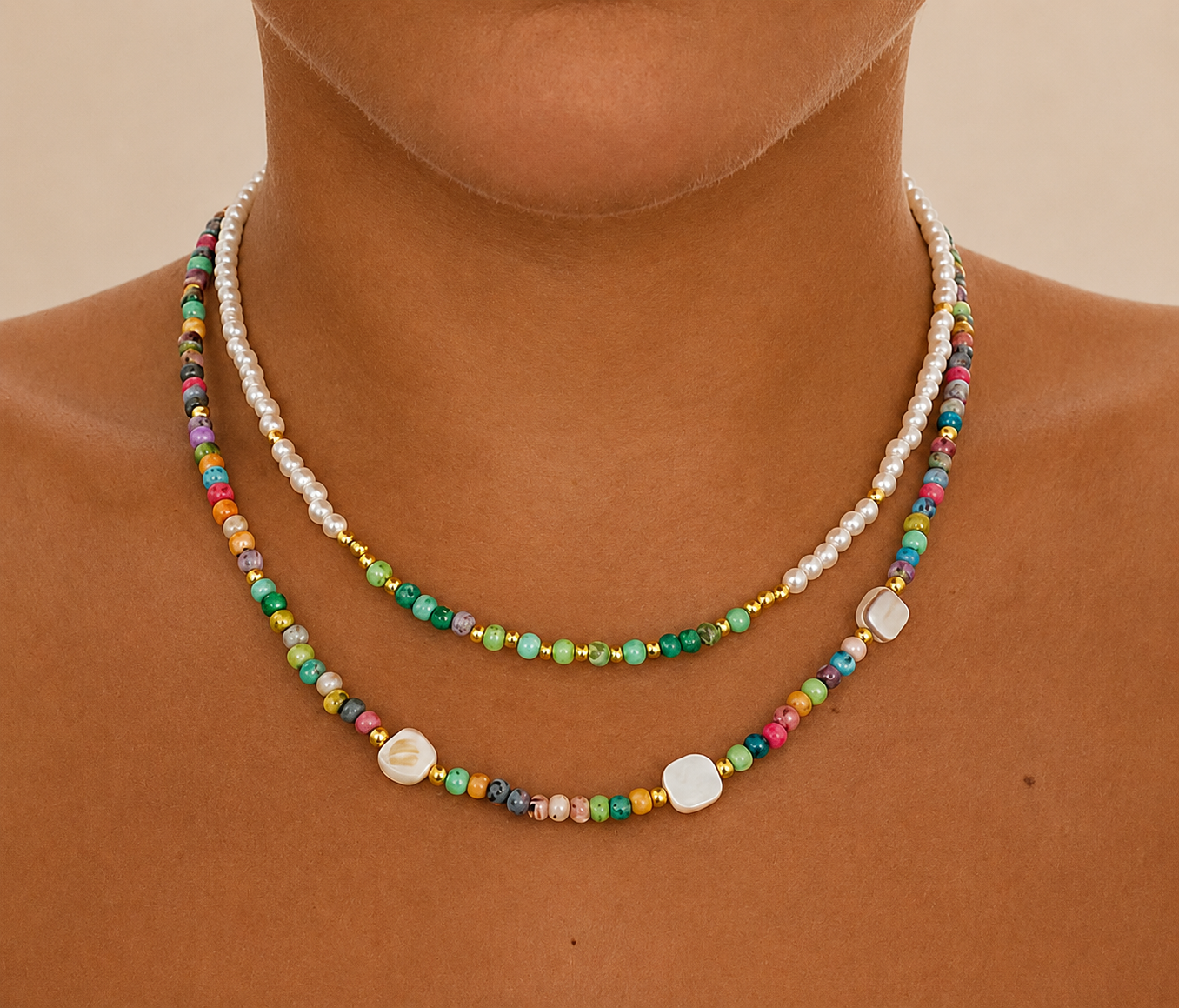 2-Layer  Halskette Pearl